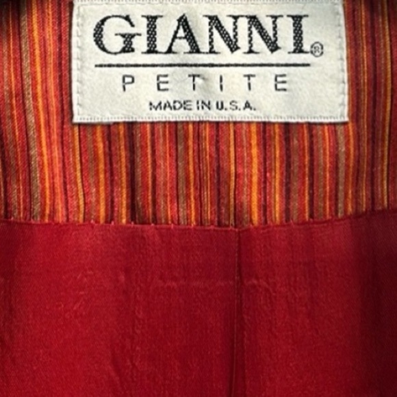GIANNI Linen Petite Orange Striped Blazer Size 8 Imported Fabric Vintage - Picture 2 of 9